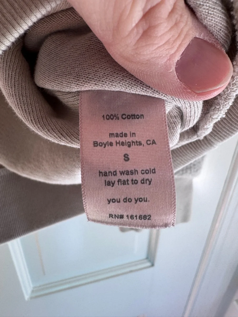 Perfect White Tee Cozy Terry Sweatshirt Beige Crewneck Pullover Size S - Picture 5 of 6